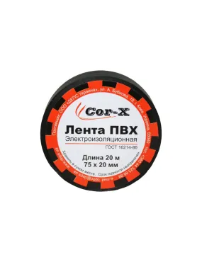 Лента электроизоляционная Cor-X 75x20 черная ПВХ