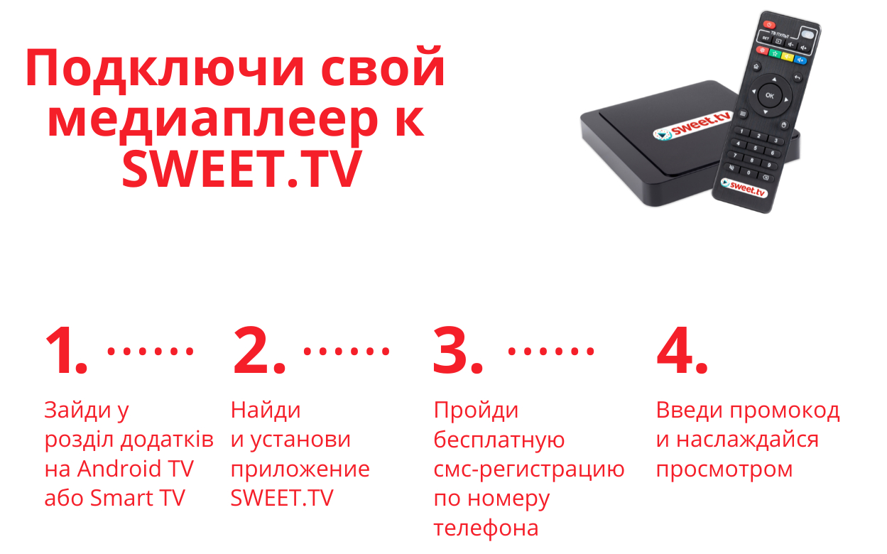 Интернет-телевидение SWEET.TV пакет L на 6 мес.: цена, обзор, отзывы, фото.  Купить sweet.tv в Киеве, Одессе.